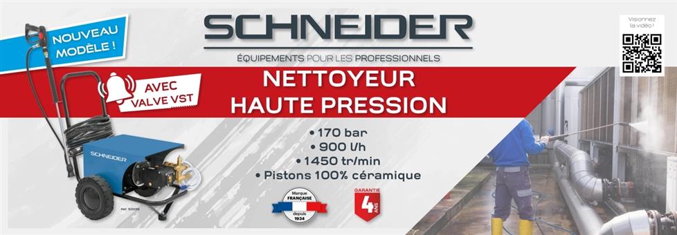 Nettoyeur HP eau froide tri 15l/min 170 bar avec flexible 10m et lance - Schneider INDUSTRY 50039